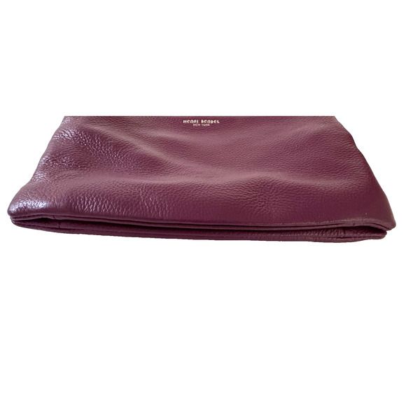 Henri Bendel Crossbody Bag Purple Leather Top Zip Dividers Chain-Link Strap - Picture 7 of 14
